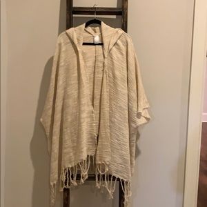 Free People hooded fringed poncho